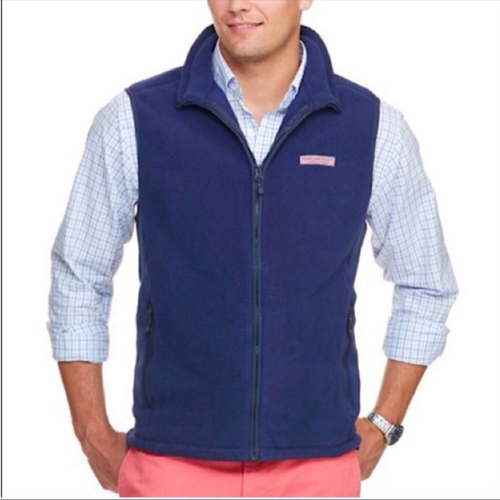 VINEYARD VINES | Navy Blue Full Zip Front Fleece Vest Men’s Size Small Unisex